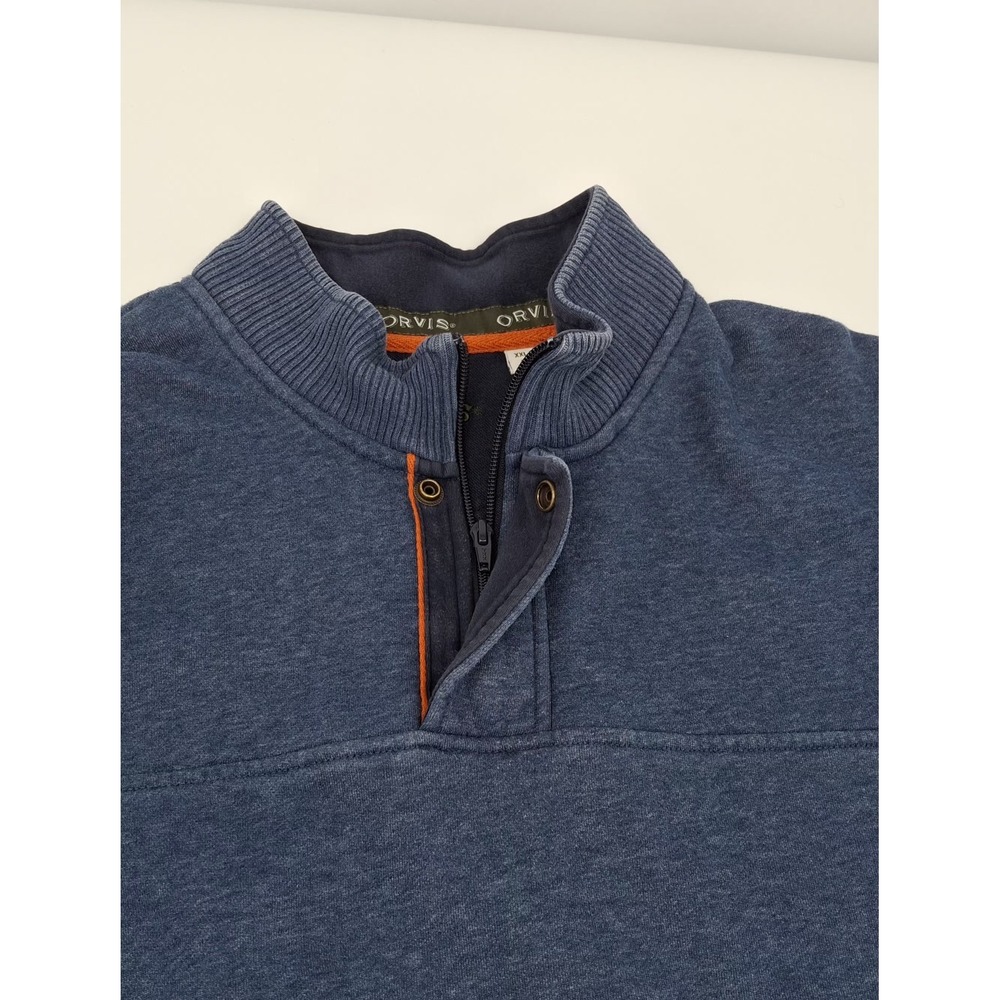 Orvis Sweater Men's Size XX Large Blue Zipper Pullover with a Snap - Picture 4 of 12